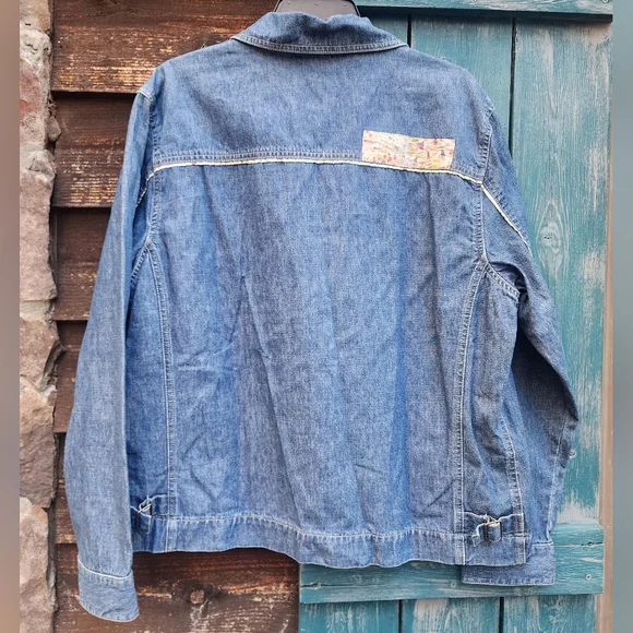Denim Shacket Jacket Blast Blues Patch L Vintage? - Picture 2 of 12